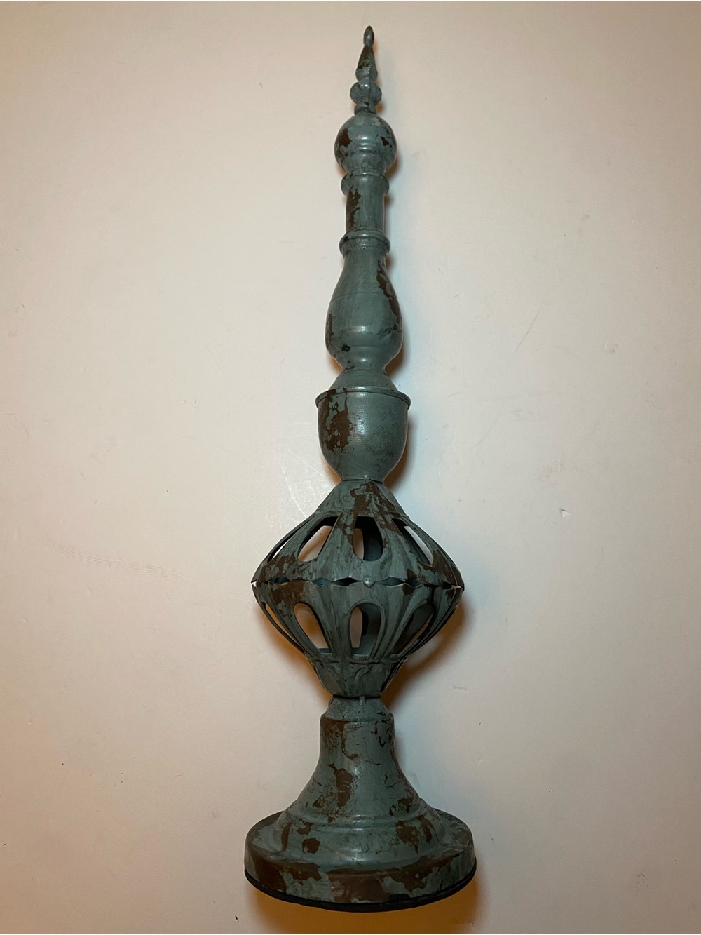 Decorative Metal Finial Distressed Verdigris-table decor  23.5 inches